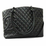 Chanel Cambon Quilted Large Black Calfskin Leather Tote