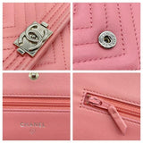 Chanel Boy Wallet on Chain Chevron Quilted Woc Pink Calfskin Leather