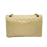 Chanel Double Flap Medium Chain Beige Leather Shoulder Bag