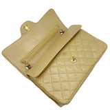 Chanel Double Flap Medium Chain Beige Leather Shoulder Bag
