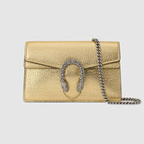 Dionysus super mini bag Gold lamé leather